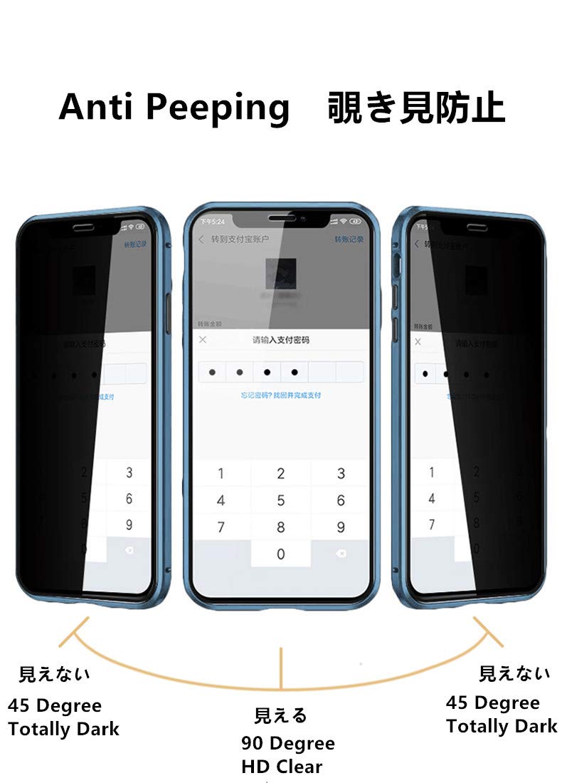 Amazon.co.jp: HENGHUI 覗き見防止 対応 iPhone12 mini 用 ケース